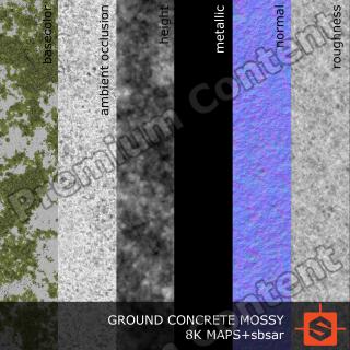 PBR Texture of Ground Concrete Mossy